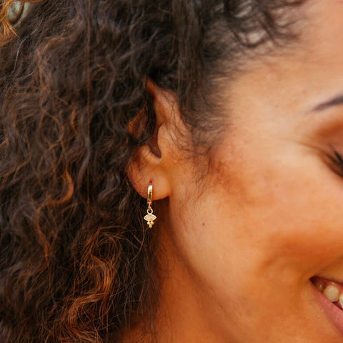 Opalite Stone Huggie-Style Earrings for Elegant Sparkle