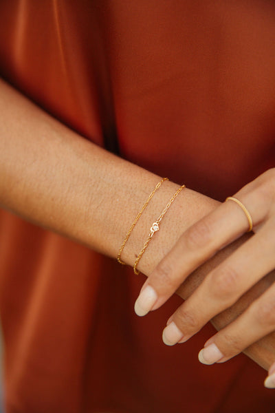 Heart Chain Bracelet with Crystal Detail and 14kt Gold Filled Chain