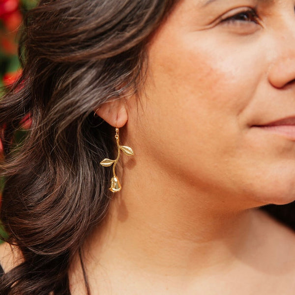 Graceful Rose Charm Earrings with 14kt Gold Filled Earwires