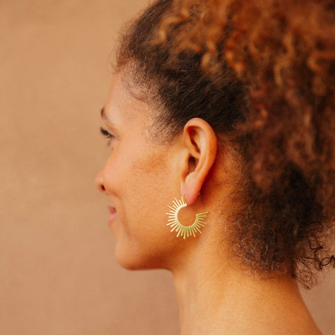 Celestial Charm Sophia Sunburst Earrings in Gold Overlay