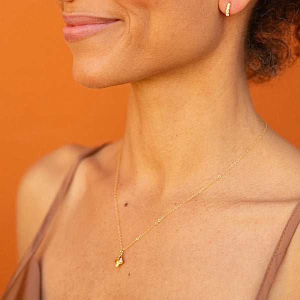 Nickel-Free Mushroom Charm Necklace with 14kt Gold Overlay