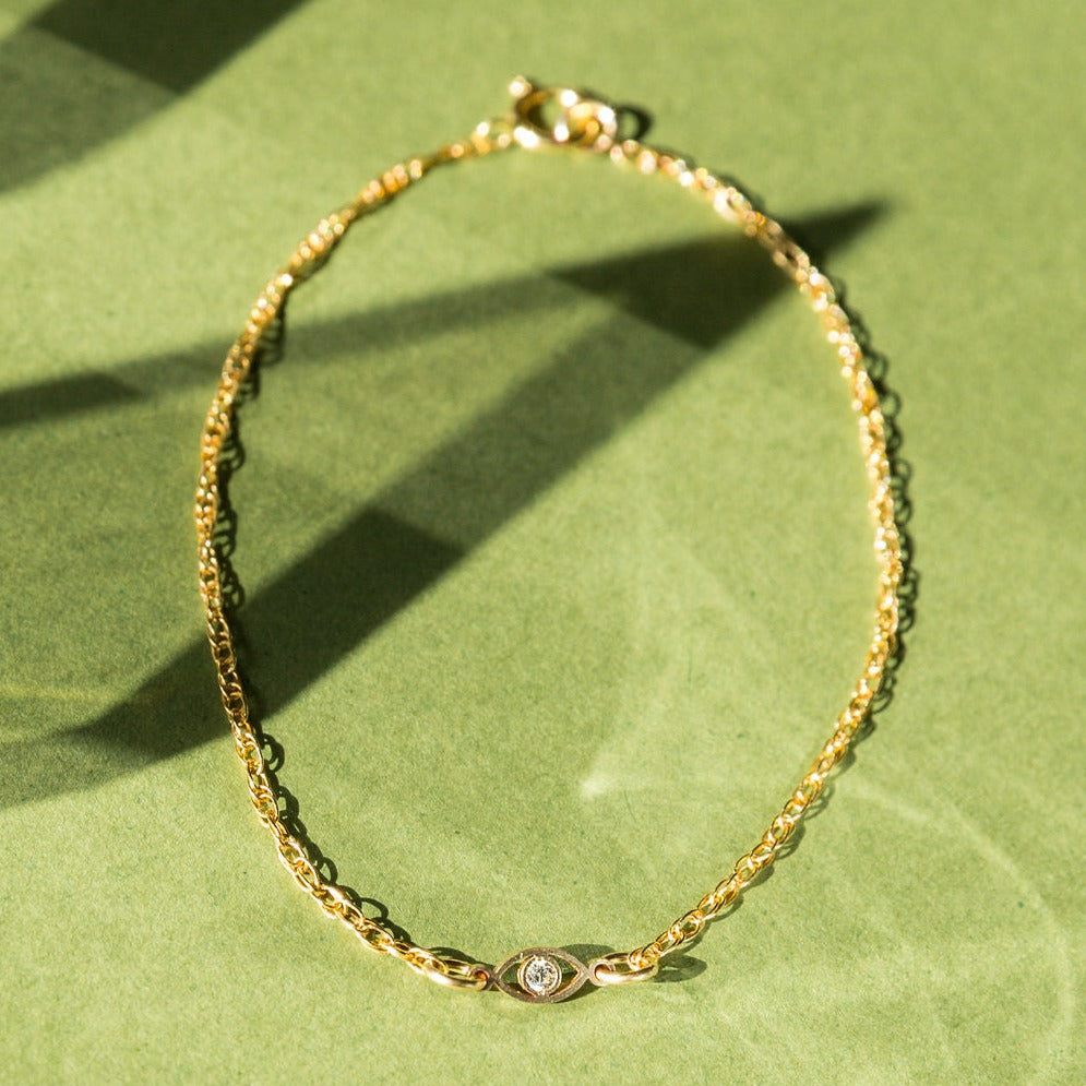 Dainty Eye of Protection Bracelet with Crystal Eye Detail