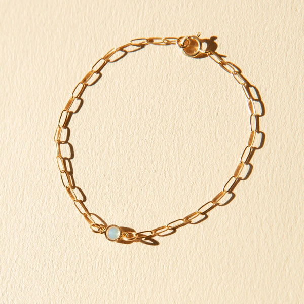 White Opalite Crystal Bracelet with 14kt Gold Filled Chain