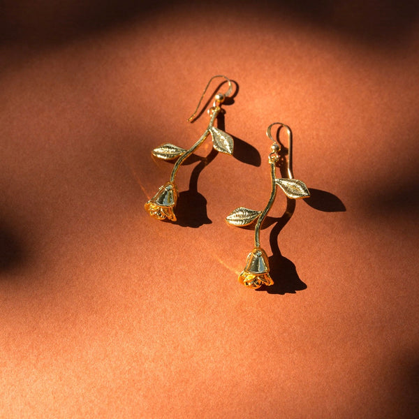 Romantic Rita Rose Earrings with Delicate Gold Overlay Charms