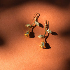 Romantic Rita Rose Earrings with Delicate Gold Overlay Charms