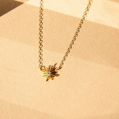Sade Starburst Necklace with Celestial-Inspired Design and Crystals