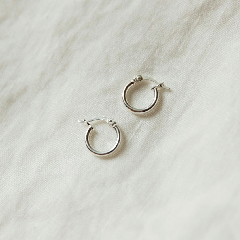 Lightweight Small Tube Hoop Earrings in Sterling Silver