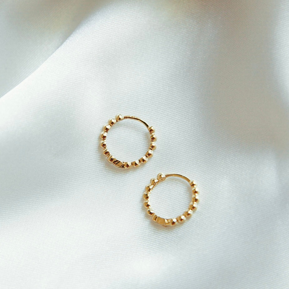 Playful and Chic Badu Bubble Hoop Earrings with 14kt Gold Overlay