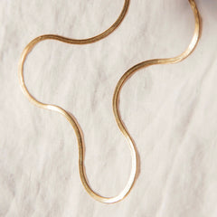 Elegant Samira Snake Chain Necklace with Herringbone Design and Gold Overlay