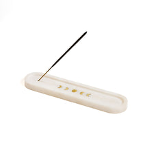 Indukala Moon Phase Incense Holder - White Carved Marble