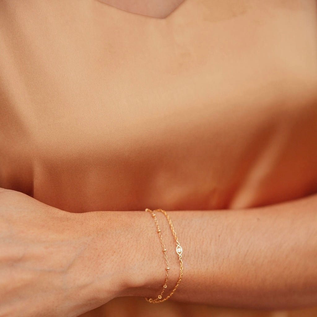  "Sophisticated Eye of Protection Bracelet with Gold Filled Chain