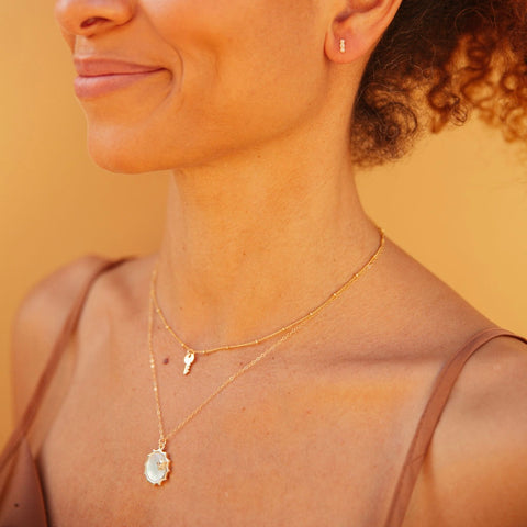 Sophisticated Mother of Pearl Pendant on 14kt Gold Filled Chain