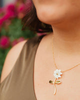 Sophisticated Flower Pendant Necklace with 14kt Gold Overlay