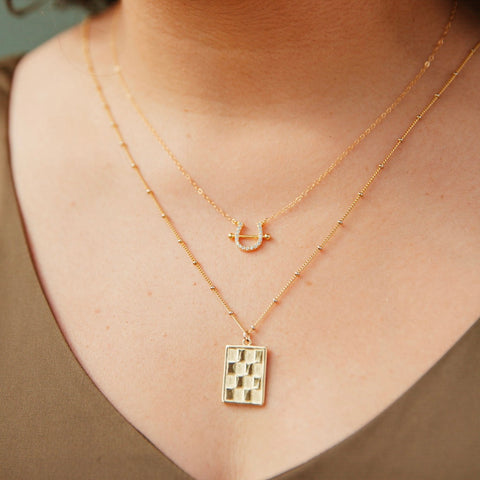 Rectangle Checked Necklace