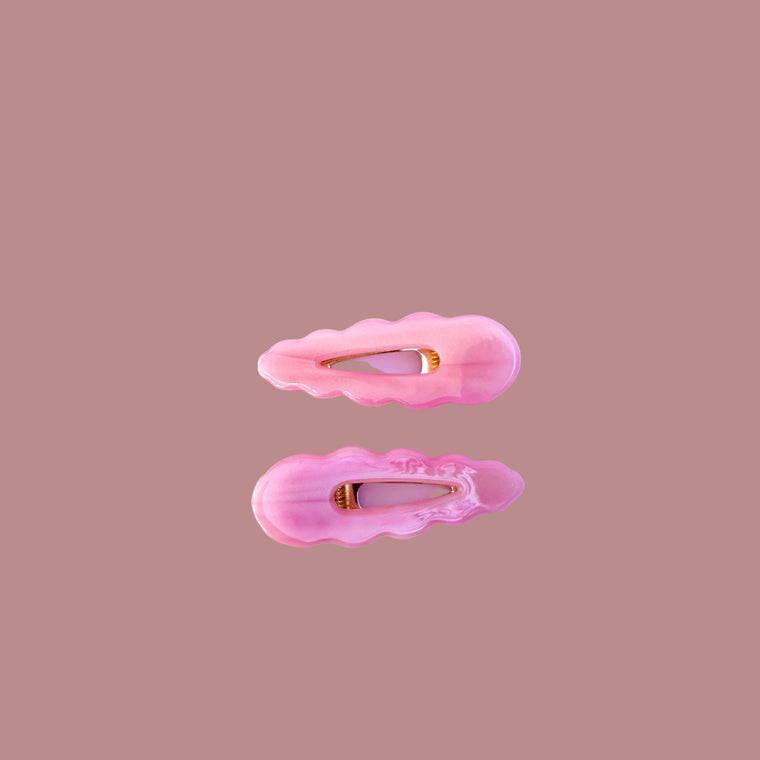 Pink Scallop Hair Clips