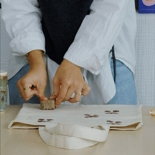 Block Printing Kit - Bow Print Tote Bag