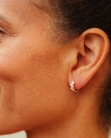 Modern Chic Stacked Baguette Crystal Huggie Earrings