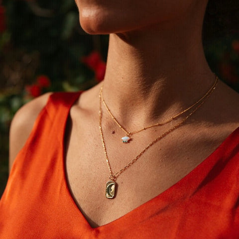 Vintage-Inspired Moon and Sun Necklace on a 14kt Gold Filled Chain