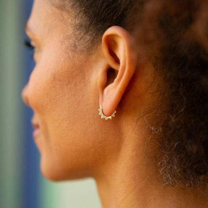 Edgy Spike Crystal Huggers with 14kt Gold Overlay for a Bold Look