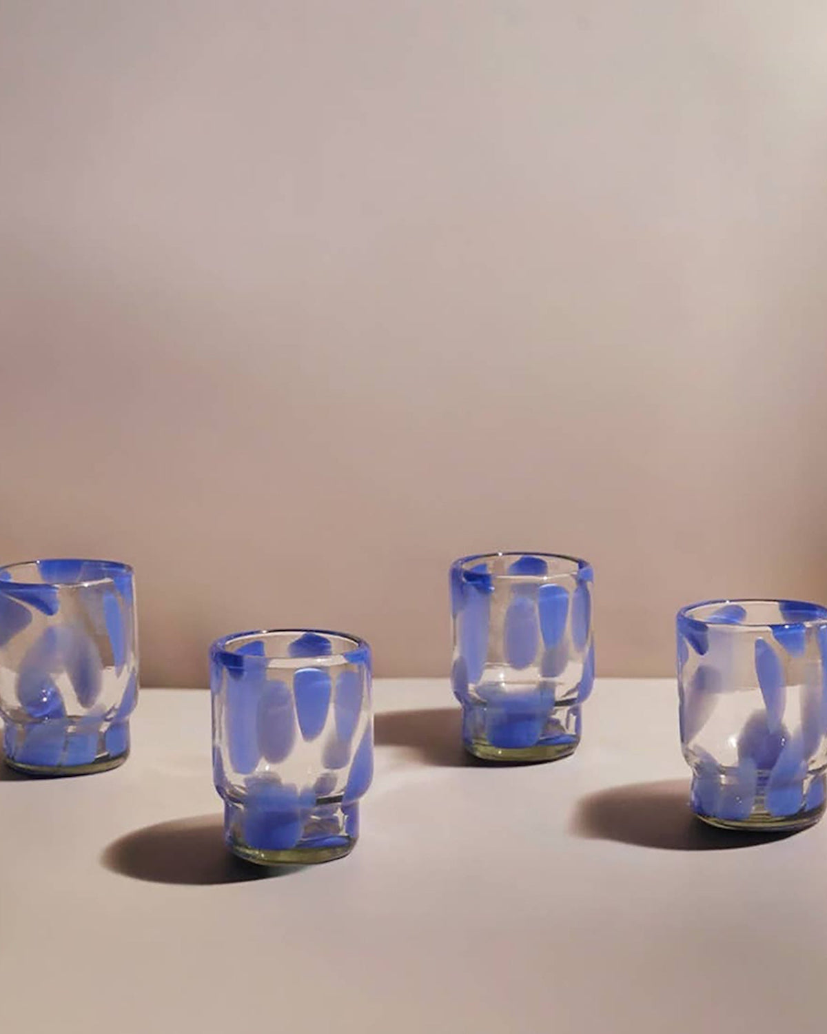 S/4 Marta Stackable Glass Blue & Clear