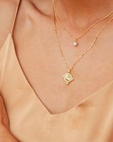 Radiant Sunrise Baroque Necklace with 14kt Gold Pendant and Crystals