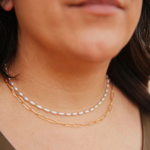 Chic Oval Chain Choker in Bronze with Gold Overlay for Modern Style