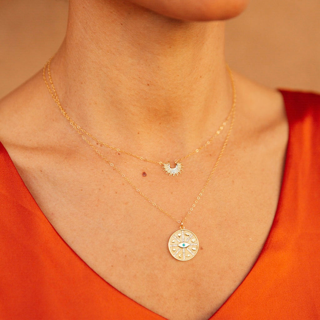 Timeless Victorian Era Sunburst Necklace with Regal Charm