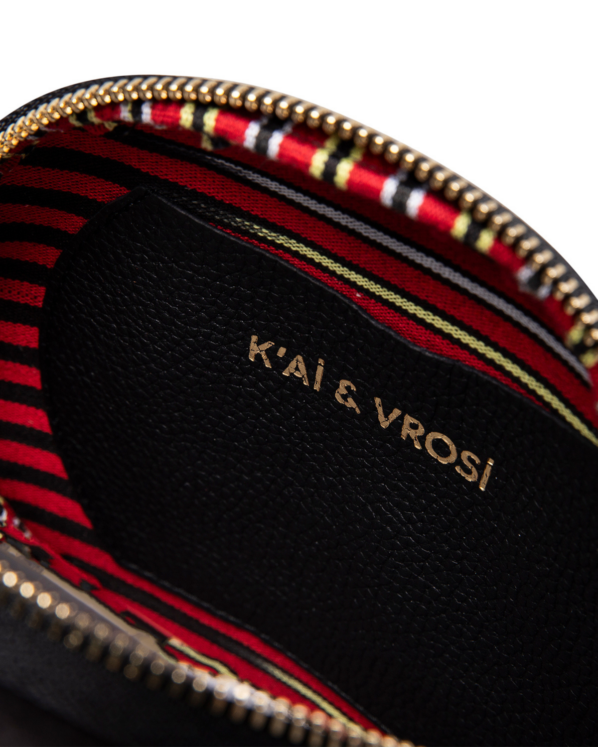 Black Leather & Striped Pattern Crossbody Bag