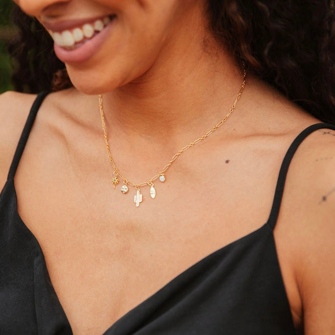 18-Inch Gold Filled Necklace with Desert Landscape Charms