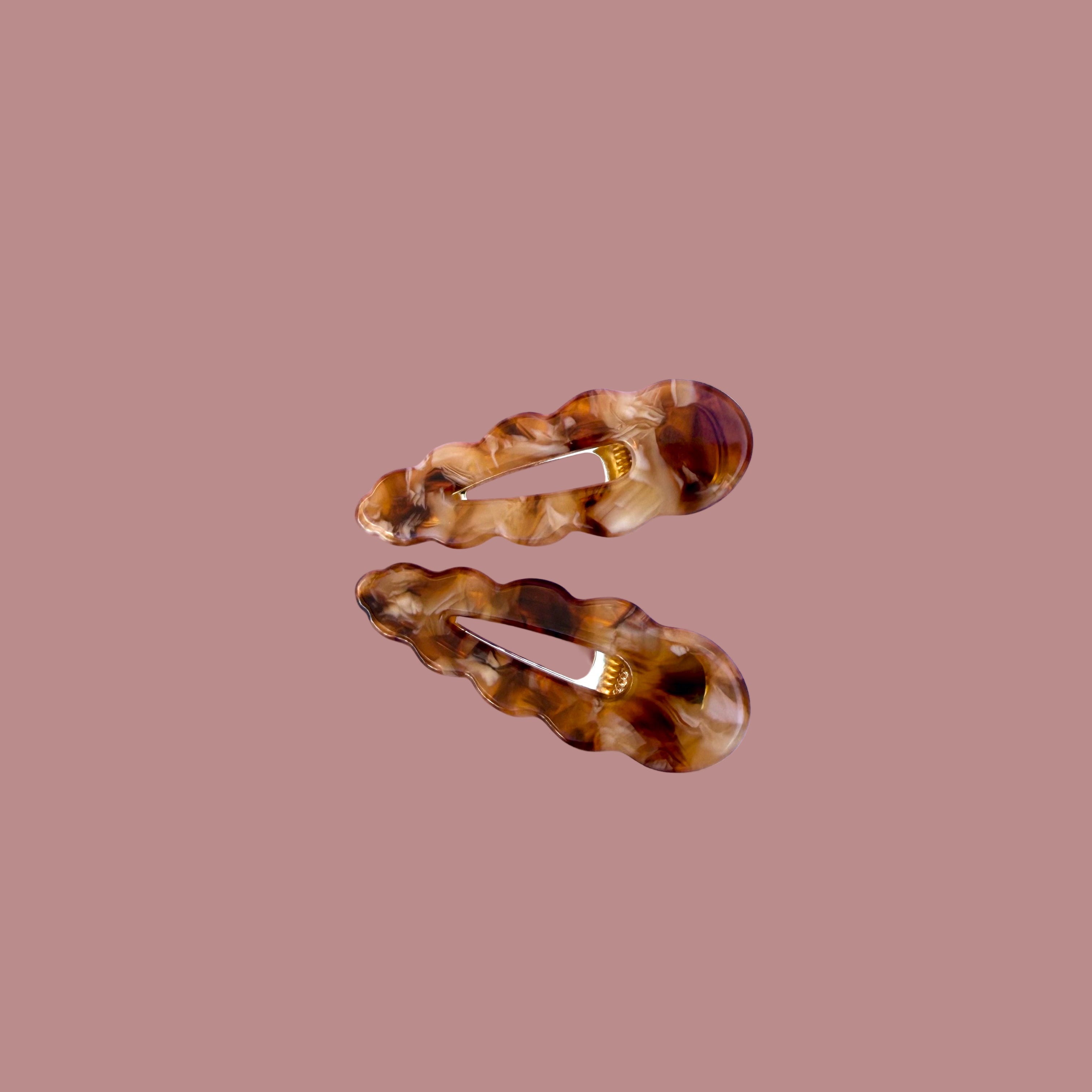 Tortoise Shell Scallop Hair Clips