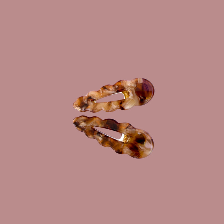 Tortoise Shell Scallop Hair Clips