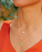Natural Beauty Opal and Turquoise Pendant with 18-Inch Gold Chain
