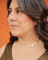 Retro Chic Mid Mod Flower Choker with 14kt Gold Overlay