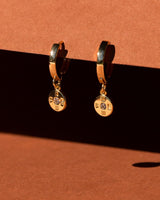 Disco Dot Huggers with Swarovski crystal accent and 14kt gold overlay.