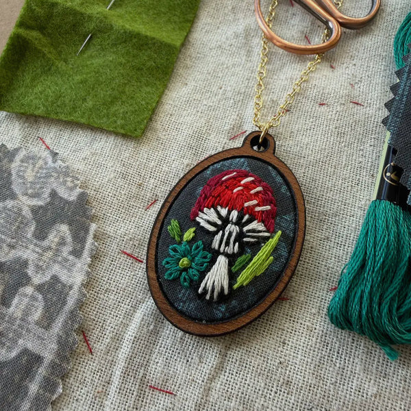 Mushroom Embroidery Necklace