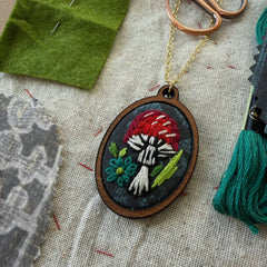 Mushroom Embroidery Necklace