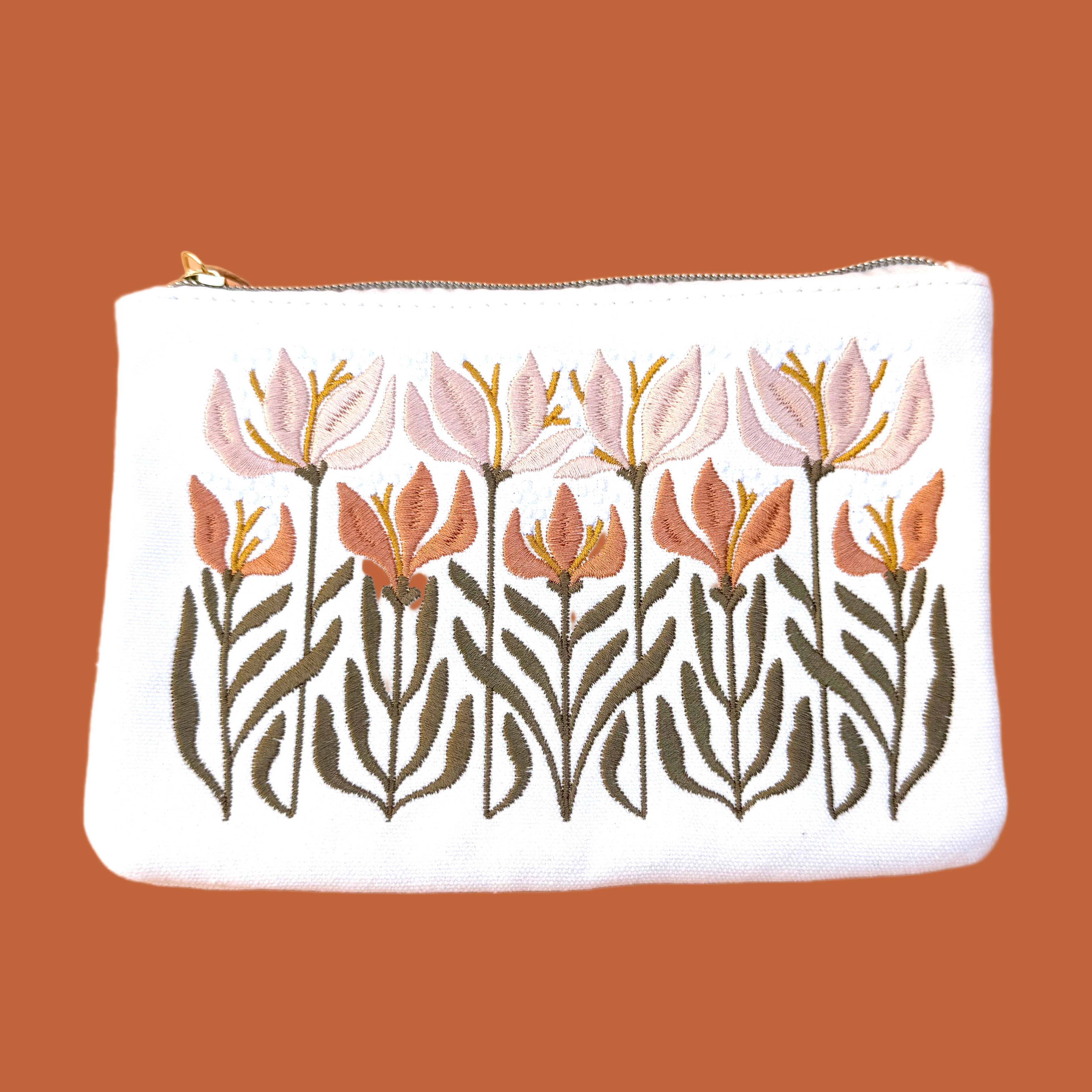 Embroidered Lily Pouch