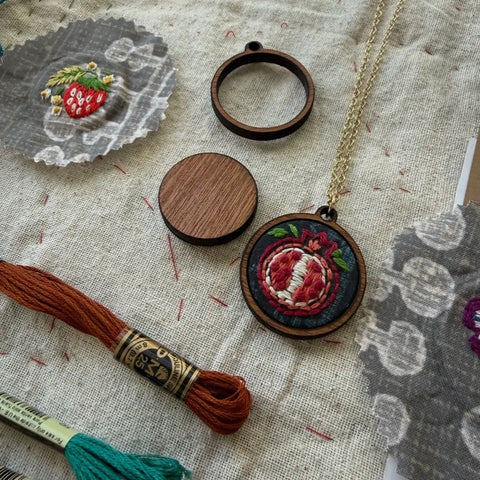 Pomegranate Embroidery Necklace