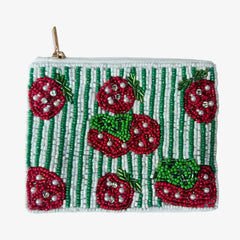 Strawberry Beaded Coin Purse