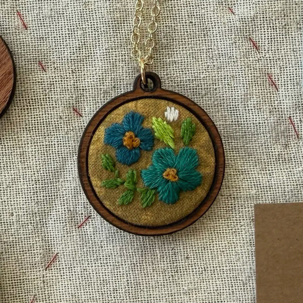 Flowers Embroidery Necklace