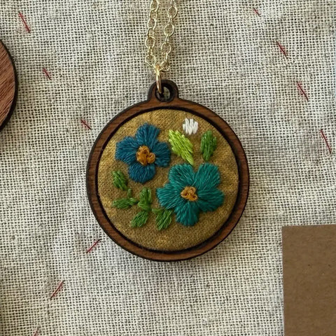Flowers Embroidery Necklace