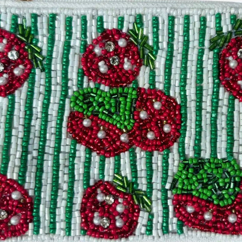 Strawberry Beaded Coin Purse