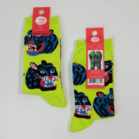 Green Wild Cats Socks