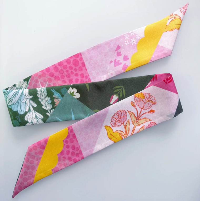 Skinny Silk Scarves Patchwork Meadow