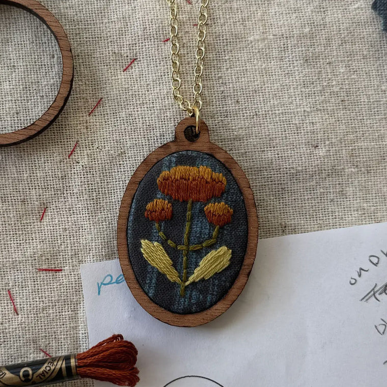 Folk Flowers Embroidery Necklace