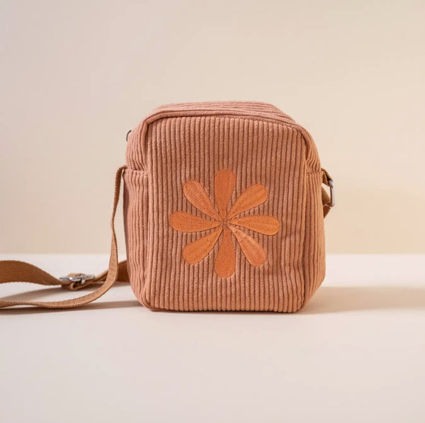 Flower Corduroy Cross Body Bag