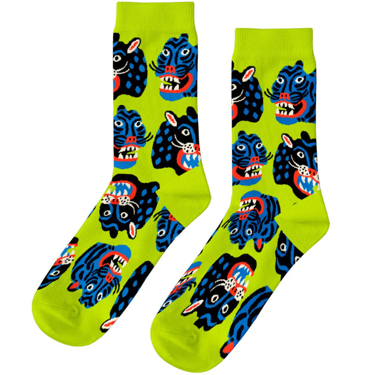 Green Wild Cats Socks