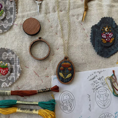 Folk Flowers Embroidery Necklace