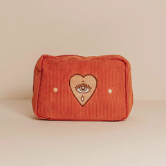 Heart Eye Corduroy Makeup Bag