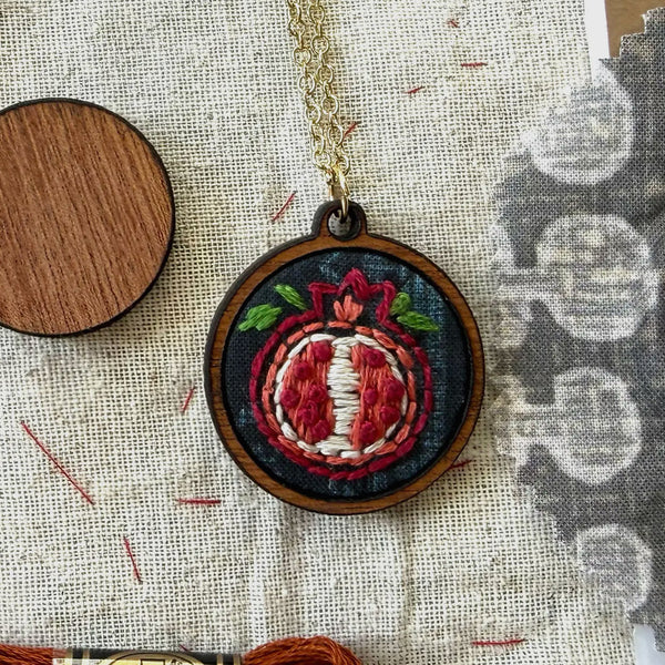 Pomegranate Embroidery Necklace